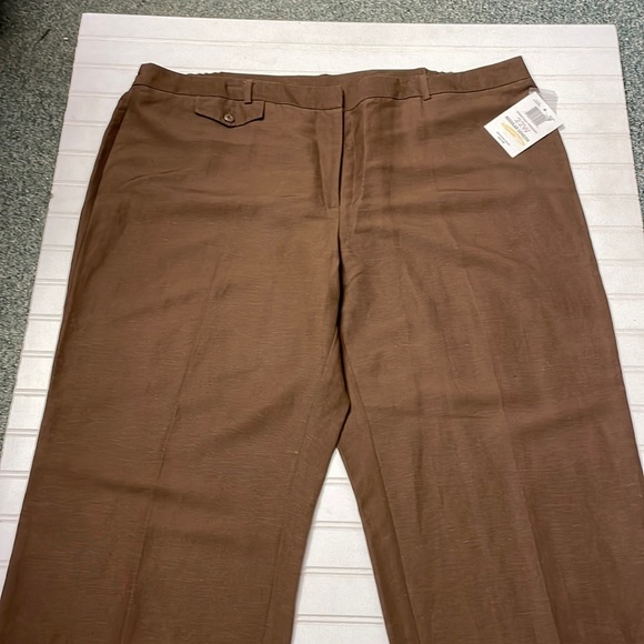 Emma James Coffee Linen Wide Leg Trousers-#1831+ - Picture 8 of 12